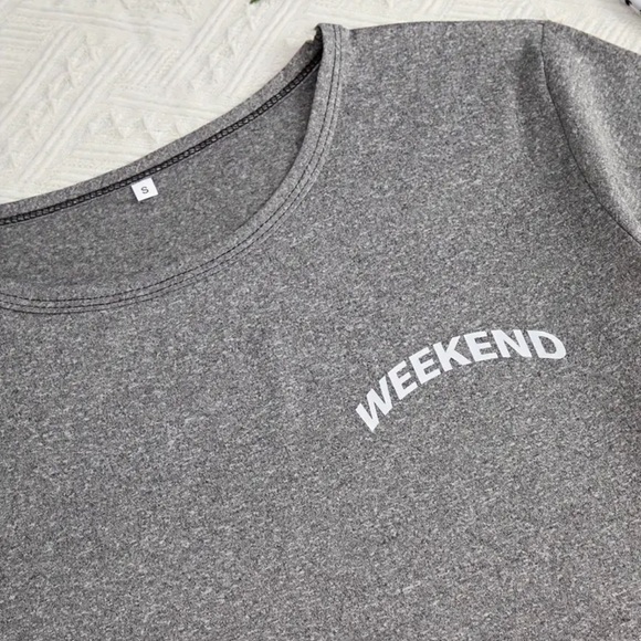 NEW 3-Piece Loungewear, PJ Set, Top, Shorts & Pants w/ WEEKEND" Print L - Picture 3 of 5